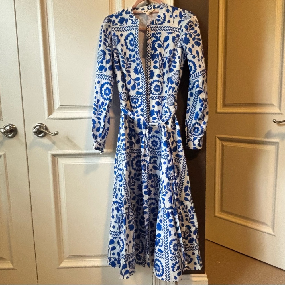 Boden Blue and White Long Sleeve Sundress